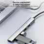 OTG-019Y 5v1 hub - 3,5 mm jack / 2x USB-C / 2x USB-A na USB-C / Lightning - stříbrný