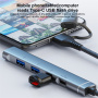 OTG-019Y 5v1 hub - 3,5 mm jack / 2x USB-C / 2x USB-A na USB-C / Lightning - stříbrný