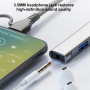 OTG-019Y 5v1 hub - 3,5 mm jack / 2x USB-C / 2x USB-A na USB-C / Lightning - stříbrný
