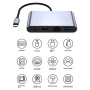 4v1 redukce - HDMI / RJ45 / USB-C / USB-A na USB-C - šedá