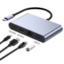 4v1 redukce - HDMI / RJ45 / USB-C / USB-A na USB-C - šedá