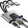 NK-1056S 3v1 redukce - RJ45 / 3,5 mm jack / USB-C na USB-C / Lightning / USB-A - šedá