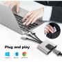 NK-1056S 3v1 redukce - RJ45 / 3,5 mm jack / USB-C na USB-C / Lightning / USB-A - šedá