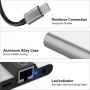 NK-1056S 3v1 redukce - RJ45 / 3,5 mm jack / USB-C na USB-C / Lightning / USB-A - šedá