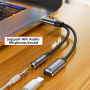 2v1 audio a nabíjecí redukce - 3,5 mm jack / USB-C na USB-C - tmavě šedá