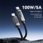 ESSAGER Dazzling opletený nabíjecí a datový kabel - USB-C na USB-C - 1 m - černý