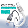USAMS US-SJ757 dvoubarevný opletený nabíjecí a datový kabel - USB-C na USB-C - 1,2 m - růžovomodrý