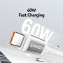 USAMS US-SJ757 dvoubarevný opletený nabíjecí a datový kabel - USB-C na USB-C - 1,2 m - růžovomodrý