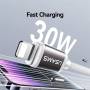 USAMS US-SJ757 dvoubarevný opletený nabíjecí a datový kabel - USB-C na Lightning - 1,2 m - šedobílý