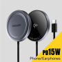 ESSAGER ES-WC11 Qi2 bezdrátová MagSafe nabíječka pro iPhone / AirPods - 15W - tmavě šedá