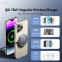 ESSAGER ES-WC11 Qi2 bezdrátová MagSafe nabíječka pro iPhone / AirPods - 15W - tmavě šedá