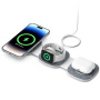 YM-T1 3v1 bezdrátová MagSafe nabíječka pro iPhone / Apple Watch / AirPods - 15W - tmavě šedá