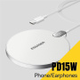 ESSAGER ES-WC15 bezdrátová nabíječka s displejem pro iPhone - 15W - bílá