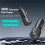 USAMS US-CC283 autonabíječka s porty USB-C / USB-A - 60W - černá