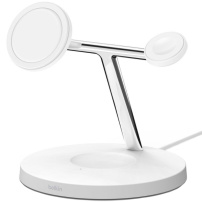 BELKIN Boost Charge Pro 3v1 magnetický bezdrátový stojánek pro iPhone / Apple Watch / AirPods - 15W - bílý