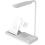 HT-503 3v1 skládací bezdrátový stojánek s lampou pro iPhone / Apple Watch / AirPods - 15W - bílý