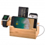 Multifunkční nabíjecí stojánek pro iPhone / Apple Watch / AirPods - bambusové dřevo