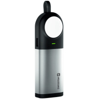 Swissten powerbanka s integrovaným kabelem Lightning, bezdrátovým nabíjením pro Apple Watch a portem USB-A - 6 700 mAh - stříbrná