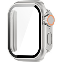 Pouzdro ve stylu Watch Ultra s tvrzeným sklem pro Apple Watch 46mm - stříbrné