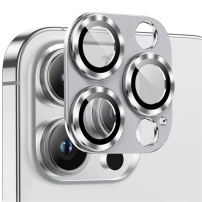 NORTHJO tvrzené sklo s kovovým rámečkem k ochraně čoček fotoaparátu pro iPhone 14 Pro / 14 Pro Max - stříbrné