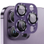 NORTHJO tvrzené sklo s kovovým rámečkem k ochraně čoček fotoaparátu pro iPhone 14 Pro / 14 Pro Max - fialové