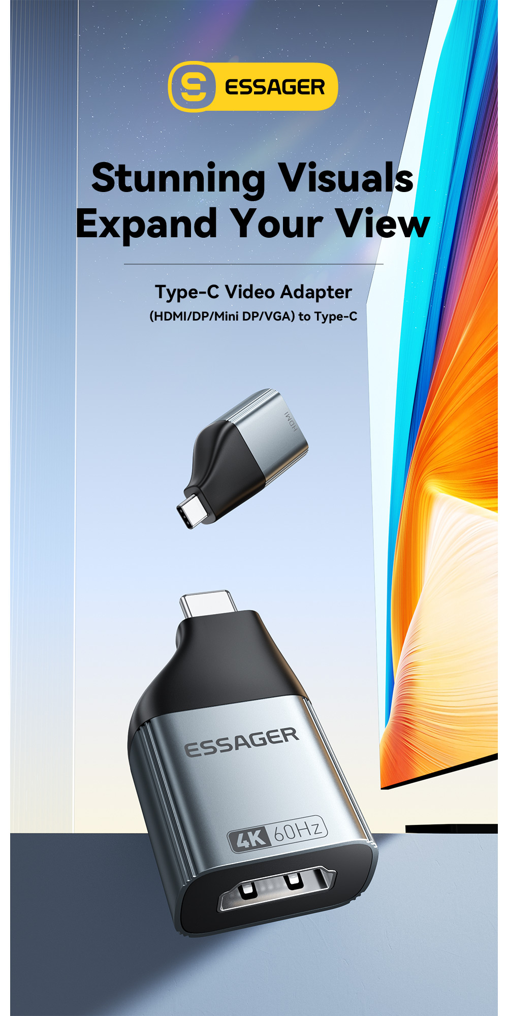 ESSAGER ES-OTG22 video redukce - VGA na USB-C - tmavě šedá ESSAGER ES-OTG22 video redukce - VGA na USB-C - tmavě šedá