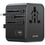 USAMS CC308 univerzální cestovní adaptér s porty 2x USB-C / USB-A a výsuvnými zástrčkami - 17W - černý