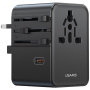 USAMS CC310 univerzální cestovní adaptér s porty 3x USB-C / 2x USB-A a výsuvnými zástrčkami - 70W - černý