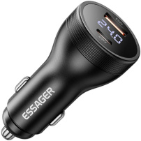 ESSAGER ES-CC17 autonabíječka s displejem a porty USB-C / USB-A - 100W - černá
