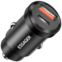 ESSAGER ES-CC07 autonabíječka s porty USB-C / USB-A - 30W - černá