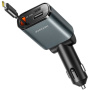 JOYROOM CCL07 sada autonabíječky s porty USB-C / USB-A a výsuvného kabelu USB-C - 45W - 0,8 m - tmavě šedá