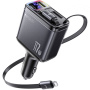 Yesido Y63 sada autonabíječky s porty USB-C / USB-A a výsuvného kabelu Lightning a USB-C - 117W - 0,7 m - šedá