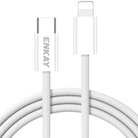 ENKAY opletený nabíjecí a datový kabel - USB-C na Lightning - 1 m - bílý