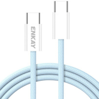 ENKAY opletený nabíjecí a datový kabel - USB-C na USB-C - 1 m - modrý