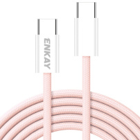 ENKAY opletený nabíjecí a datový kabel - USB-C na USB-C - 2 m - růžový