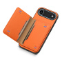 Kožený kryt s kapsou na karty pro iPhone Air - oranžový