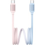 USAMS US-SJ757 dvoubarevný opletený nabíjecí a datový kabel - USB-C na USB-C - 1,2 m - růžovomodrý