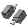 Mini audio redukce - 3,5 mm jack na USB-C - šedá