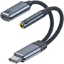 2v1 audio a nabíjecí redukce - 3,5 mm jack / USB-C na USB-C - tmavě šedá