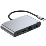 4v1 redukce - HDMI / RJ45 / USB-C / USB-A na USB-C - šedá