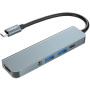ENKAY 5v1 hub - HDMI / 3,5 mm jack / USB-C / 2x USB-A na USB-C - šedý