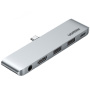 UGREEN CM424 5v1 hub - HDMI / 3,5 mm jack / USB-C / 2x USB-A na USB-C - šedý