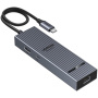 UGREEN CM828 6v1 hub - RJ45 / HDMI / 2x USB-C / 2x USB-A na USB-C - tmavě šedý