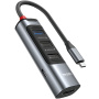 Yesido HB22 5v1 hub - HDMI / USB-C / 3x USB-A na USB-C - šedý