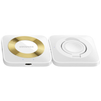 ESSAGER 2v1 bezdrátová nabíječka pro iPhone / Apple Watch - 15W - bílá
