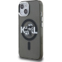 Karl Lagerfeld IML Glitter Karl and Choupette Sketch třpytivý kryt s MagSafe pro iPhone 15 - šedý