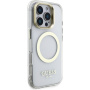 Guess IML Gold Outline kryt s výklopným stojánkem a MagSafe pro iPhone 16 Pro - čirý