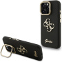Guess Grained 4G Logo kryt s výklopným stojánkem pro iPhone 15 Pro - černý