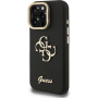 Guess Grained 4G Logo kryt s výklopným stojánkem pro iPhone 15 Pro - černý