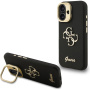 Guess Grained 4G Logo kryt s výklopným stojánkem pro iPhone 16 - černý